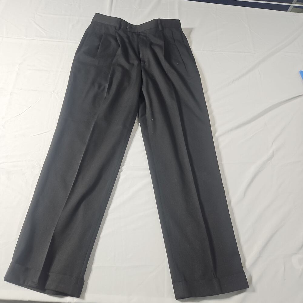 Louis Raphael Mens Dress Pants 32x32 Black Pleated Cuffed Office Career Slacks